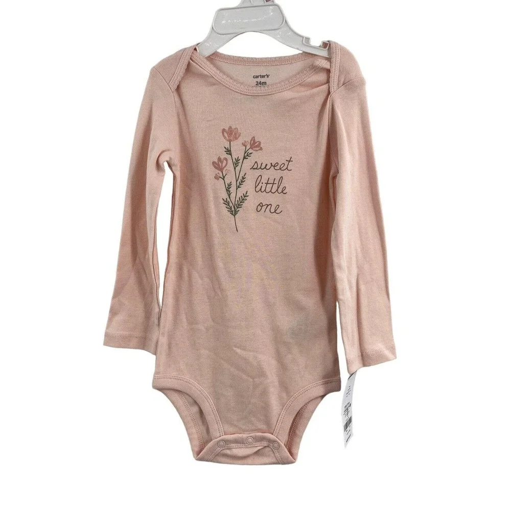 Carters Two Pack Long‎ Sleeve Pink Bodysuit 24 Month New